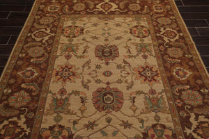 5'10" x 9' Hand Knotted 100% Wool Reversible Flat Pile Area Rug Tan
