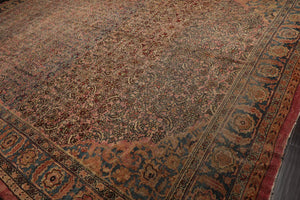 Antique MahalPersian Hand Knotted Wool Area Rug Antique Rose 12'4" x 16'4" - Oriental Rug Of Houston