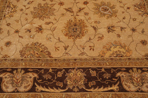 8'10"x 11'10" Hand Knotted 100% Wool Agra Traditional Oriental Area Rug Tan - Oriental Rug Of Houston
