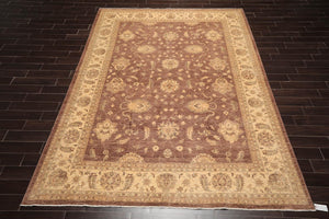 8'8" x 11'9" Hand Knotted 100% Wool Chobi Peshawar Traditional Area Rug Brown - Oriental Rug Of Houston