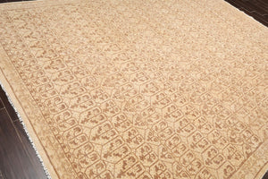 8'8" x 11'8" Hand Knotted 100% Wool Oriental Transitional Area Rug Beige