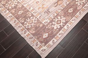 Multi Size Taupe, Brown Handmade Flatweave Polyester Traditional Oriental Area Rug