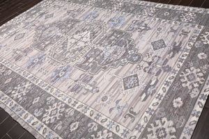 Multi Size Taupe, Gray Handmade Flatweave Polyester Traditional Oriental Area Rug