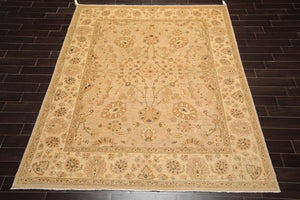 8'1'' x 9'10'' Hand Knotted 100% Wool Peshawar Traditional Oriental Area Rug Tan