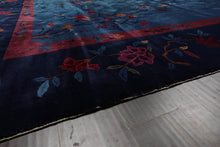 10'x13'6" Antique Art Deco Plush Pile Hand Knotted Wool Oriental Area Rug Navy - Oriental Rug Of Houston