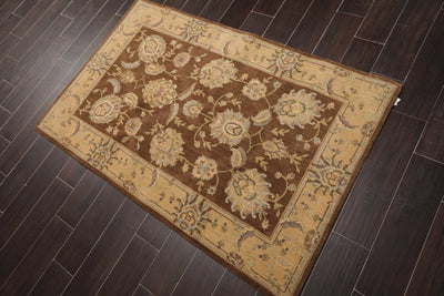 3'6''x5'6'' Hand Woven Wool French Aubusson Needlepoint Area Rug Brown - Oriental Rug Of Houston
