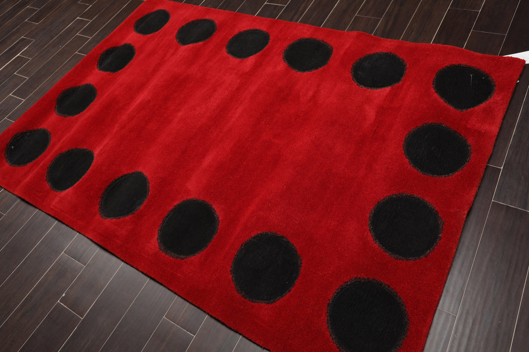 5'x8' Red Black Color Hand Tufted Persian Oriental Area Rug Wool Contemporary Oriental Rug