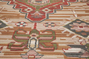 Multi Size Tan, Rust Handmade Flatweave Polyester Traditional Oriental Area Rug