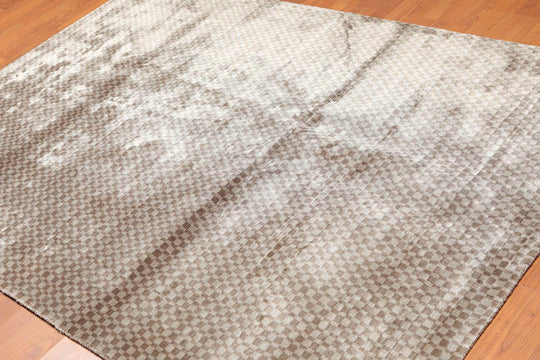 5'3" x 7'7" Handmade Graphic 100% Bamboo silk Flatweave Area Rug Gray