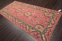 5'x11' Magenta Tan Blue, Green, Grey, Multi Color Hand Woven French Chainstitch Area Rug Wool Traditional Oriental Rug