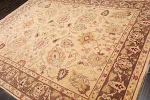 7'9"x 10'3" Hand Knotted Wool Peshawar Traditional Oriental Area Rug Beige Brown - Oriental Rug Of Houston