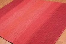 5'7" x 7'6" Ombre Handmade 100% Wool Flatweave Area Rug Modern Red