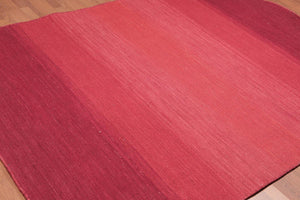 5'7" x 7'6" Ombre Handmade 100% Wool Flatweave Area Rug Modern Red - Oriental Rug Of Houston