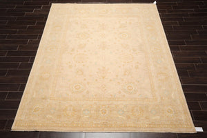 8' x 9'11'' Hand Knotted Muted 100% Wool Peshawar Design Area Rug Beige - Oriental Rug Of Houston