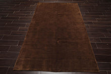 5'1"x8'11" Hand Knotted Wool High Low Pile Geometric Indo Tibetan Area Rug Olive