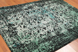 5'2" x 7'4" Handmade Erased Pattern Flatweave Area Rug Contemporary Aqua - Oriental Rug Of Houston