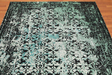 5'2" x 7'4" Handmade Erased Pattern Flatweave Area Rug Contemporary Aqua - Oriental Rug Of Houston