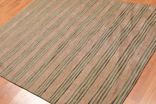 5' x 6'6" Handmade Broad Stripes Dhurrry Area Rug Contemporary Brown