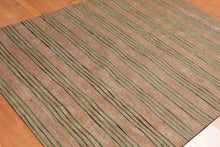 5' x 6'6" Handmade Broad Stripes Dhurrry Area Rug Contemporary Brown - Oriental Rug Of Houston