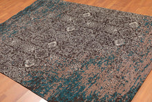 5'6" x 7'10" Handmade Erased Pattern Flatweave Area Rug Contemporary Chocolate - Oriental Rug Of Houston