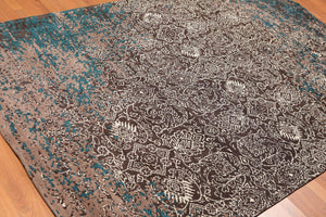 5'6" x 7'10" Handmade Erased Pattern Flatweave Area Rug Contemporary Chocolate - Oriental Rug Of Houston