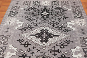 5'2" x 7'7" Handmade Southwestern Pattern Flatweave Area Rug Contemporary Gray - Oriental Rug Of Houston