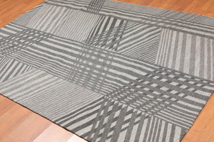 5'4" x 7'8" Hand Woven 100% Wool Flatweave Area Rug Contemporary Gray - Oriental Rug Of Houston