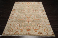 9' 3''x12' 3'' Moss Beige Peach Color Hand Knotted Turkish Oushak  100% Wool Traditional Oriental Rug