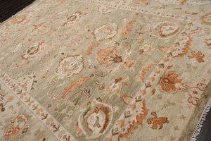 10' x14'  Moss Beige Peach Color Hand Knotted Turkish Oushak  100% Wool Traditional Oriental Rug