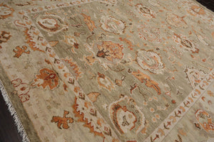 12' x14' 10" Moss Beige Peach Color Hand Knotted Turkish Oushak  100% Wool Traditional Oriental Rug