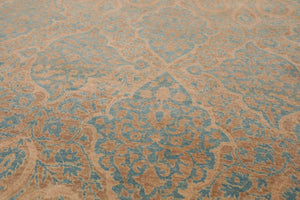 8'1'' x 10' Hand Knotted 100% Wool Pak-Parsian 16/18 300 KPSI Area Rug Blue Tan - Oriental Rug Of Houston