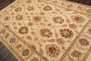 5'11"x 8'11" Hand Knotted Agra 100% Wool Traditional Oriental Area Rug Beige
