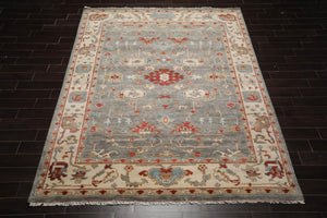 8' x10' LoomBloom Muted Turkish Oushak Hand Knotted 100% Wool Area Rug Gray,Ivory Color - Oriental Rug Of Houston