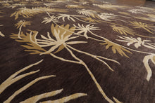 9' x 12'Tibetan Hand Knotted Botanical Designer Wool Modern Area Rug Coffee - Oriental Rug Of Houston