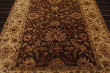 6'1" x 9'5" Hand Knotted Agra 100% New Zealand Wool Oriental Area Rug Brown