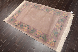 4' x 6' Hand Knotted Wool Tibetan Oriental Area Rug Traditional Taupe