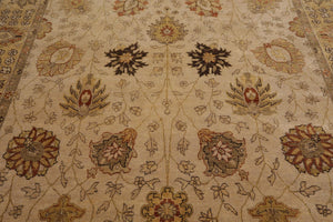 8'10'' x 11'10'' Hand Knotted 100% Wool Agra Traditional Area Rug Beige - Oriental Rug Of Houston