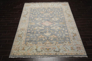Multi Sizes LoomBloom Muted Turkish Oushak Hand Knotted Wool Traditional Area Rug Slate, Mint Color 8x10 - Oriental Rug Of Houston
