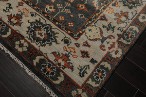 7' 11''x10' 1'' LoomBloom Muted Turkish Oushak Hand Knotted 100% Wool Traditional Area Rug Gray, Burnt Orange Color - Oriental Rug Of Houston