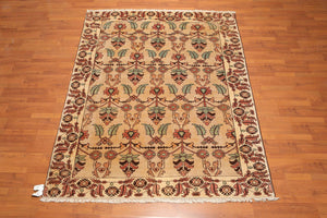 7’ x 8’6" Hand Knotted Authentic Turkish Wool Sarouk Area Rug Beige