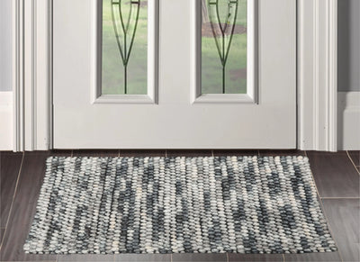 Multi Size Gray, Black Handmade Polyester Braided Mat Oriental Area Rug - Oriental Rug Of Houston
