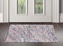 2' x3'  Pink Purple Green, Blue Color Hand Made Mat 100% Polyester  Modern & Contemporary Oriental Rug