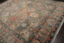 9' 5''x12' 1'' Mossy Gray Gray Teal Color Hand Knotted Turkish Oushak  100% Wool Traditional Oriental Rug