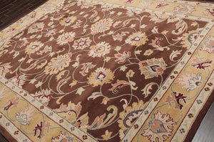 8' x 10' Handmade 100% Wool Traditional Oriental Area Rug Brown, Light Gold