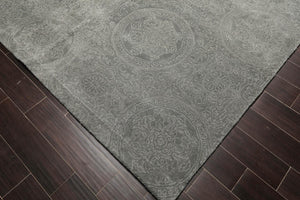 8' x 11' Handmade Wool Transitional Oriental Area Rug Tone on Tone Celadon - Oriental Rug Of Houston