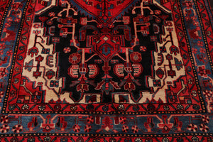 5'6'' x 10'2'' Vintage Runner Hand Knotted Wool Hamadaan Oriental Area Rug Red - Oriental Rug Of Houston