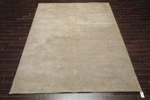 8' x 11' Handmade 100% Wool Transitional Oriental Area Rug Mint, Gray - Oriental Rug Of Houston
