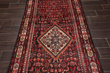 3'3'' x 10'8'' Vintage Runner Hand Knotted Hamadaan Oriental Area Rug Charcoal