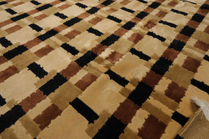 6'9" x 9'3"Hand Knotted Wool Tibetan Oriental Area Rug Modern Contemporary Beige - Oriental Rug Of Houston