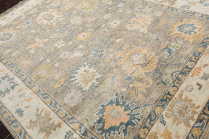 7' 3''x10' 3'' LoomBloom Muted Turkish Oushak Hand Knotted Wool Area Rug Gray, Beige Color - Oriental Rug Of Houston